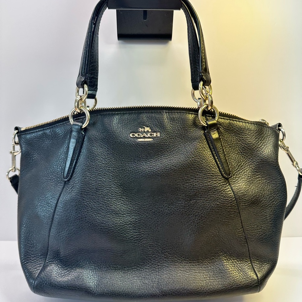 Coach Black Pebbled Leather Mini Bennett Satchel